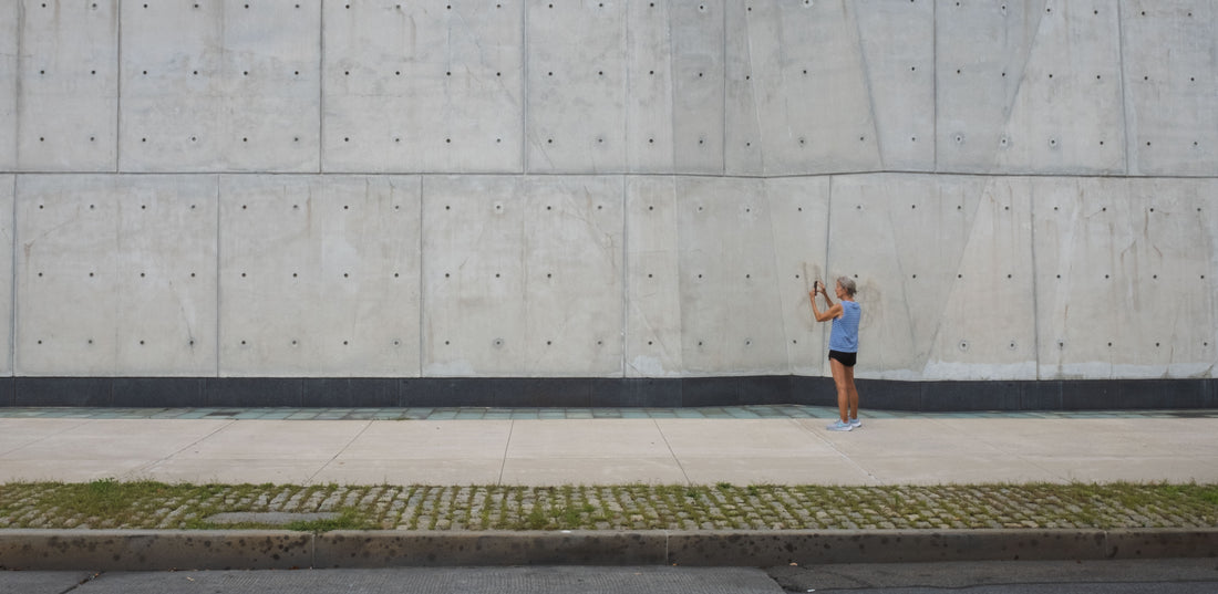 Roslyn taking a picture of salt shed New York.