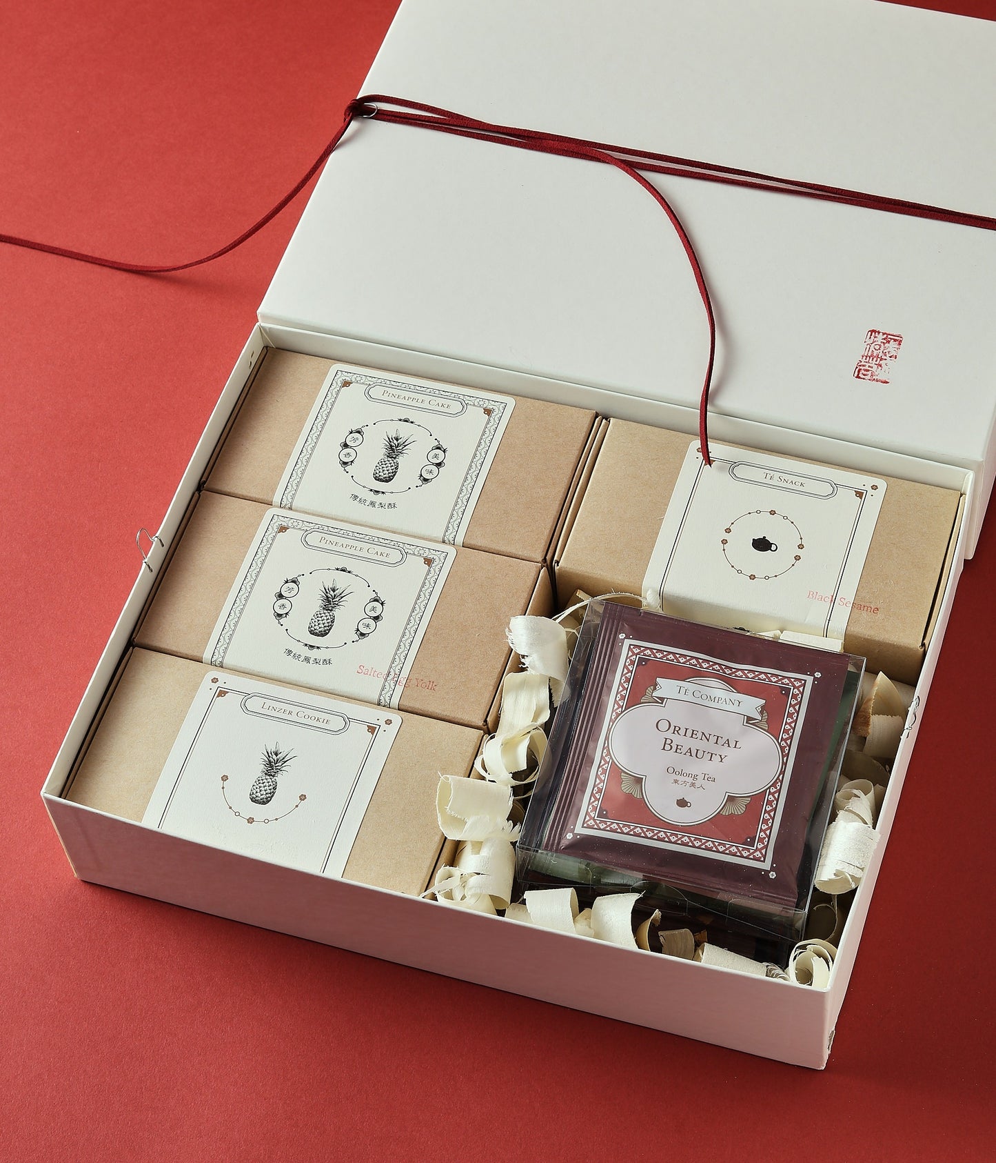 Prosperity Snack Box with pineapple cakes and oolong tea