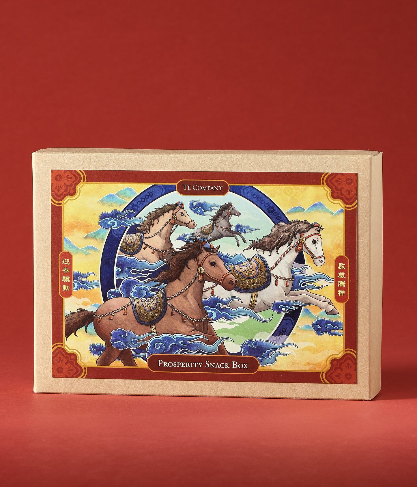 Prosperity Snack Box with festive horse artwork